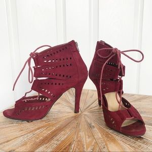 Used Diva Lounge Burgundy Lace Up Sandals